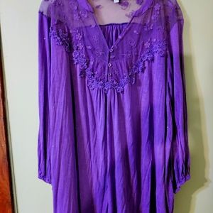Suzanne Betro Purple Lace Top 3X